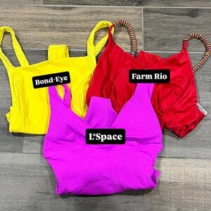 NEW Bundle of 3 Swimsuits One Piece Size XS 
Farm Rio, Bond Eye, L*Space